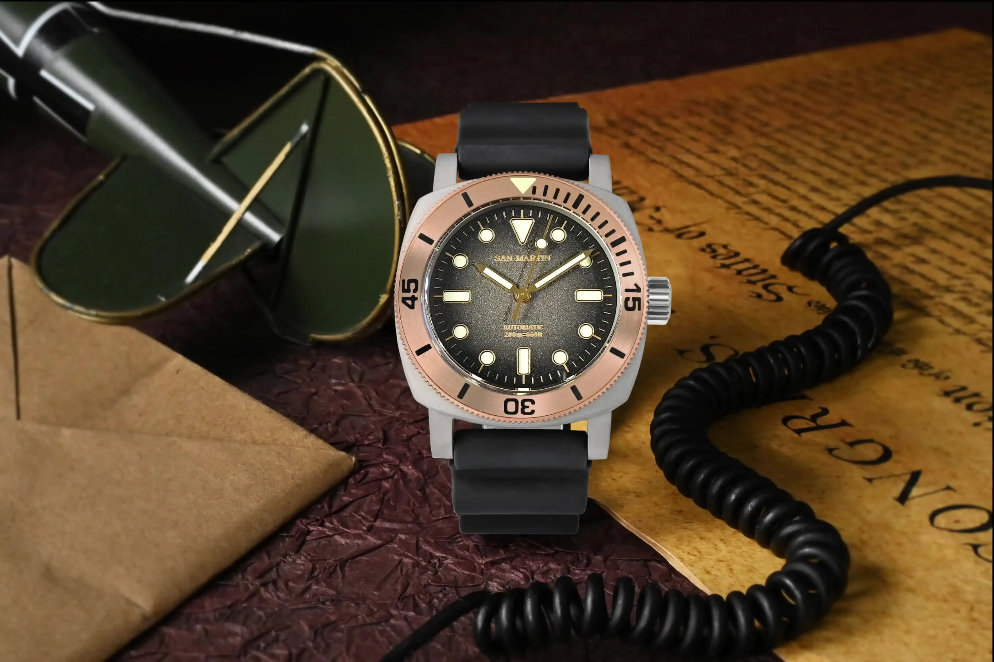 San Martin 42mm NH35 Titanium Diver Watch For Men Automatic Bronze