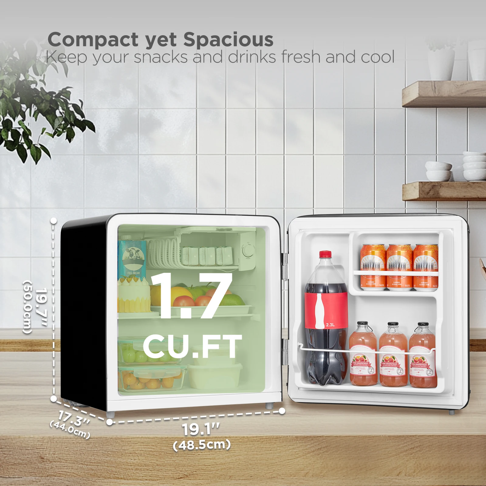 ثلاجة صغيرة كومفي 1.7 قدم مكعب، موفرة للطاقة، ضوضاء منخفضة، ترموستات قابل للتعديل مع صندوق مبرد لغرفة النوم والمكتب والنوم #6