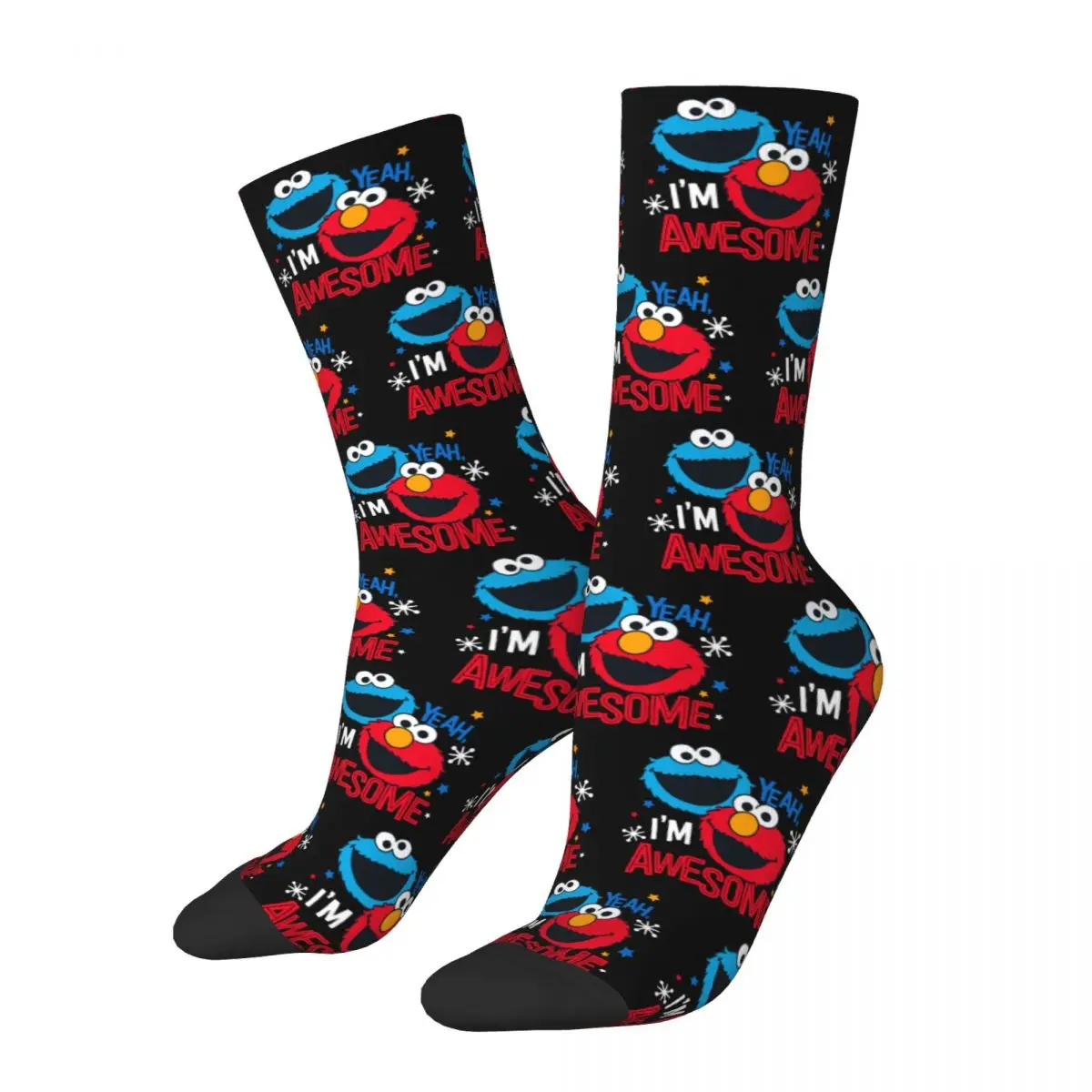 Cookie Monster & Elmo Sesames Street Socks Men's Women's Polyester Fashion Socks Hip Hop Spring Summer Autumn Winter Socks Gift