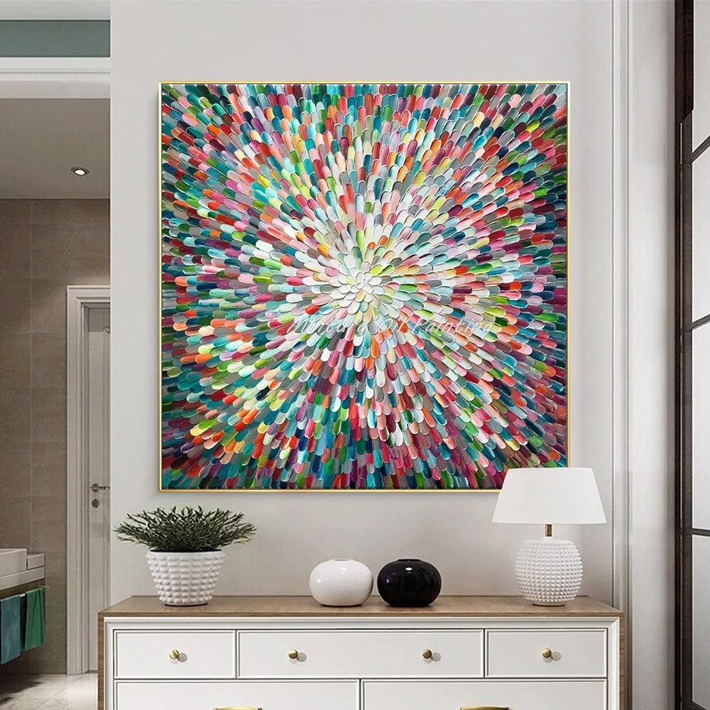 

Mintura,Handmade Colorful Texture Abstract Oil Painting on Canvas Modern Room Home Decoration Large Poster Wall Picture Unframed