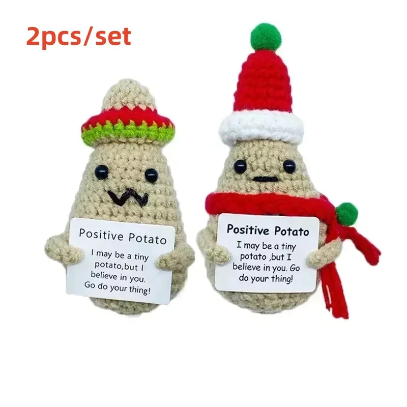 Handmade Emotional Support Pickled Potato  Birthday Gift for Women Men, Cute Crochet Christmas Pickle Knitting Doll Ornaments