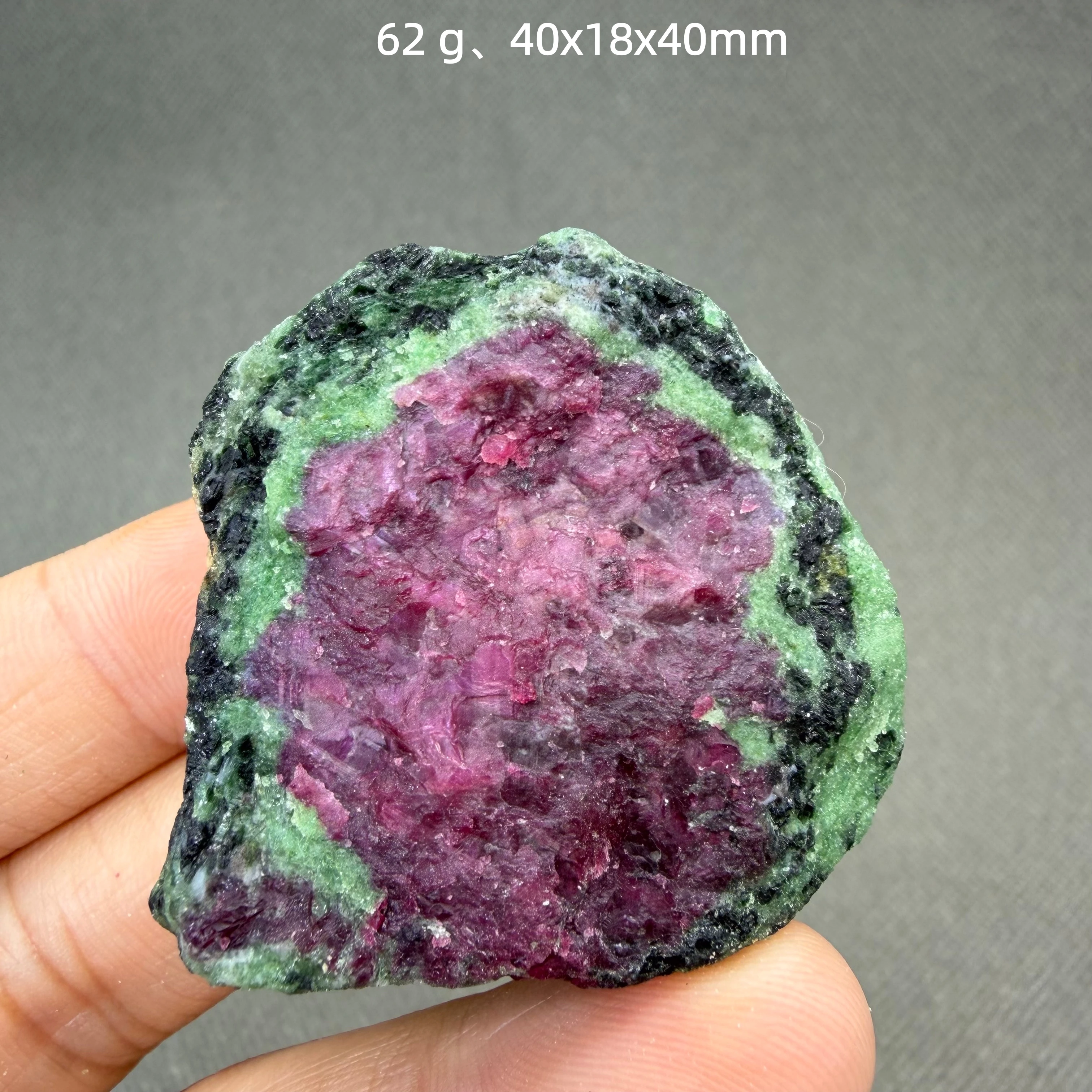 Natural Myanmar Fluorescent Ruby with Epidote mineral specimen + healing quartz crystals and stones rock gemstone view 2