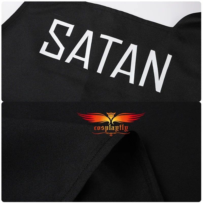 Costume de Cosplay du Jeu Helltaker Satan, Tablier Imprimé Noir Ajustable, Tenues d'Halloween et de Carnaval, pour Homme et Femme, en Stock