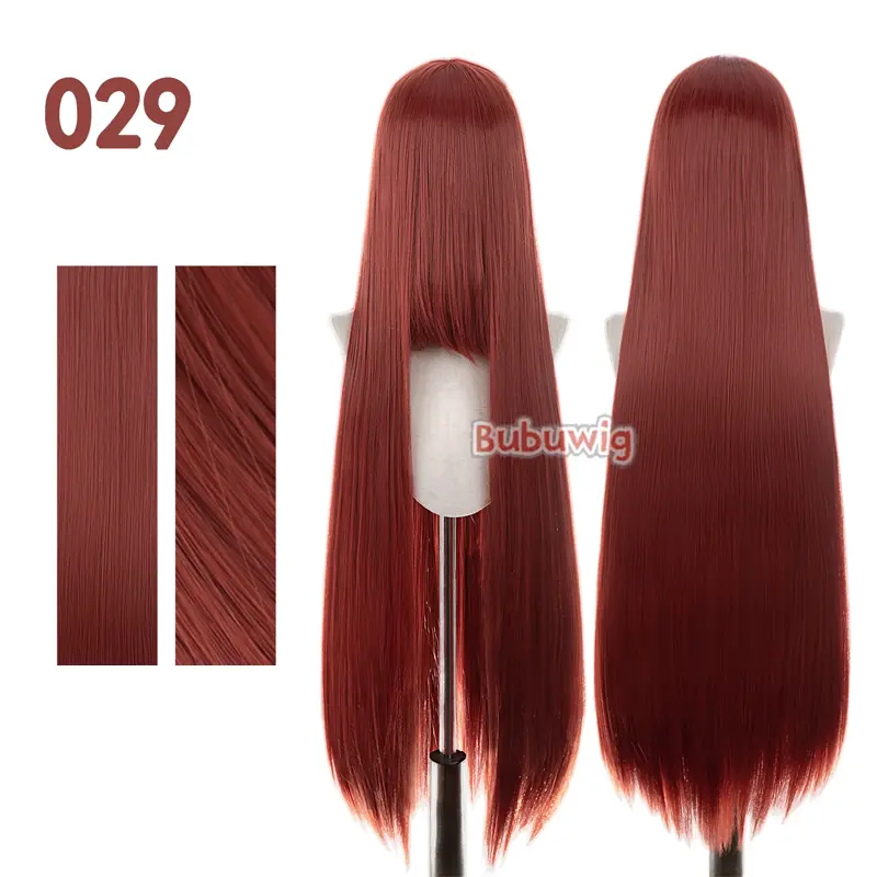 Bubuwig Synthetic Hair 100cm Long Straight Pure Color Cosplay Wigs Over 100 Colors Black White Red Blue Brown Wig Heat Resistant - Image 87