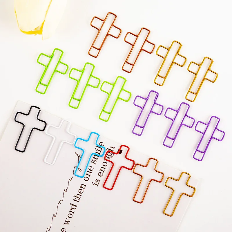 10/20PCS Colorful Cross Paper Clip Versatile Study Supplie Journaling Vintage Paper Clips and Bookmarks Creative Hand Decoration