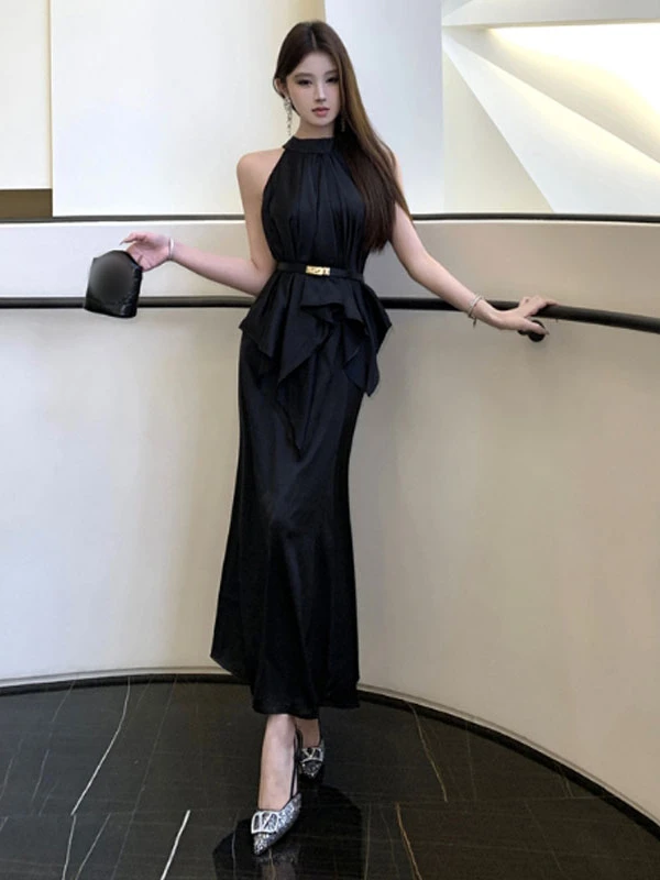 

Hebden Sle Satin ter Ne Top Skirt Two-Piece Set Summer Faion Women's round Ne French Sle Cotton Blend Ensemble