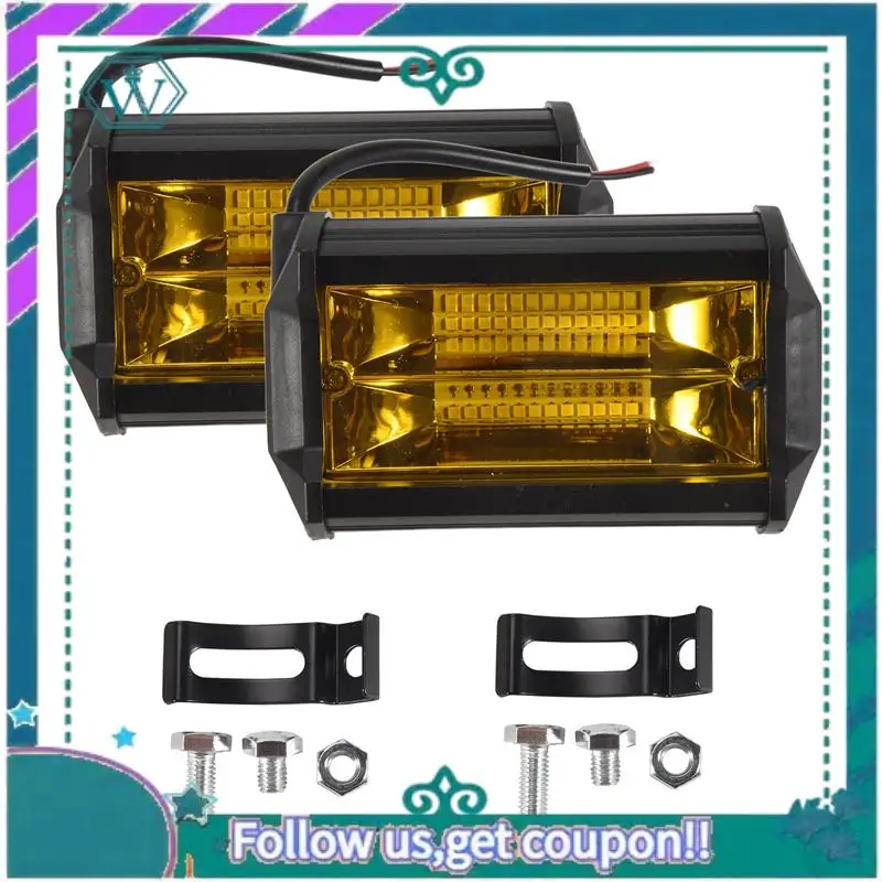 

AA92-2X 5 Inch 72W LED Work Lights Waterproof Off Road Pod Fog Lights Yellow Lamps For Trucks ATV UTV Polaris Boat Golf Cart