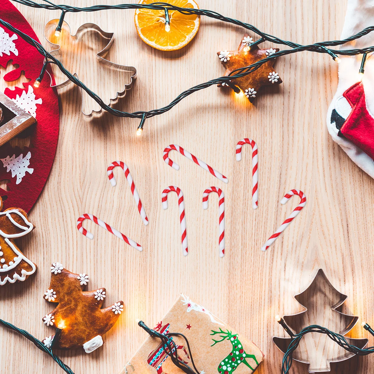 

50pcs 6.5Cm Christmas Crutch Hanging Pendant Decor Plastic Diy Ornament For Christmas Tree Party Home Yard Decoration Festive