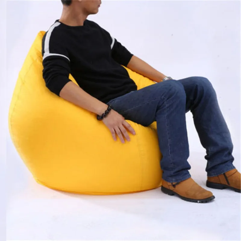 Lazy Sofa Cover Without Filler Linen Cloth Solid Lounger Bean Bag Sofa Covers Pouf Puff Couch Tatami for Living Room