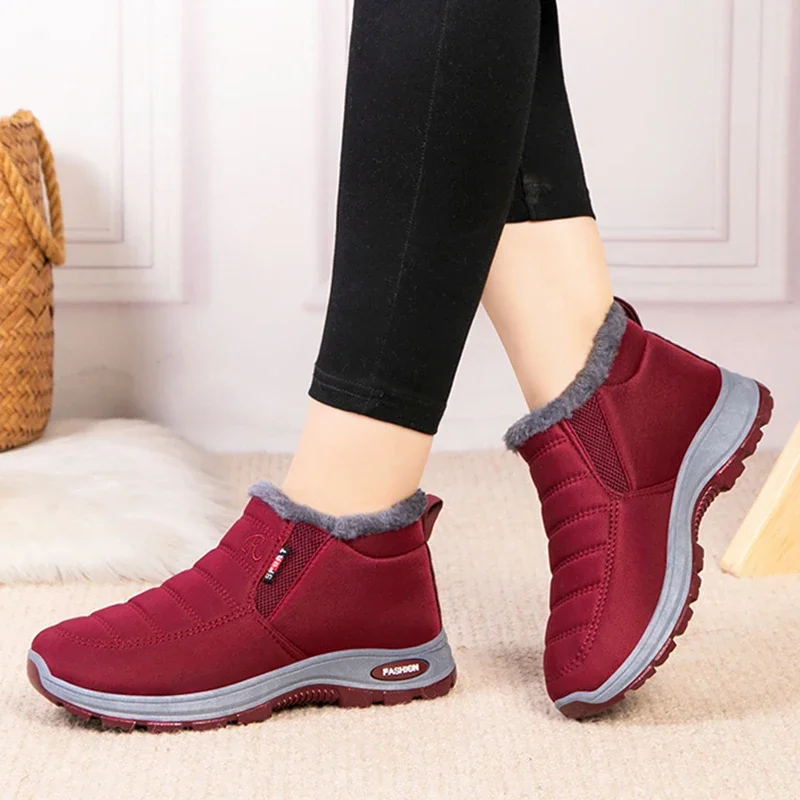 Wasserdichte Winterstiefel für Damen 2025 Neue Plüsch-Schneestiefel Damen-Knöchelstiefel Warme Schwarze Paar-Baumwoll-Plateauschuhe – Detail 8
