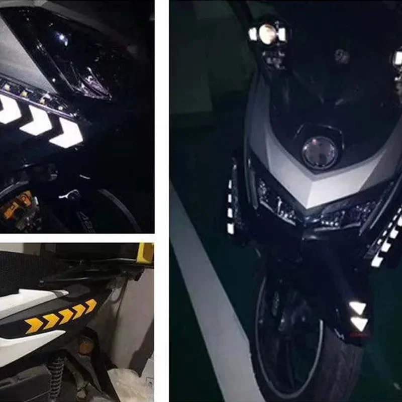 12 Pcs/Set Reflective Arrow Sign Tape Warning Safety Sticker for Car Bumper Trunk Reflector Hazard Tape Motorcycle Accessories image 4