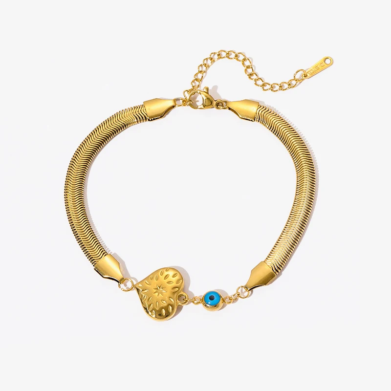 EILIECK 316L สแตนเลสสตีลหัวใจ Love Eye Charm สร้อยข้อมือผู้หญิงใหม่หรูหราออกแบบสาวนาฬิกาข้อมือเครื่องประดับของขวัญ Party อุปกรณ์เสริม