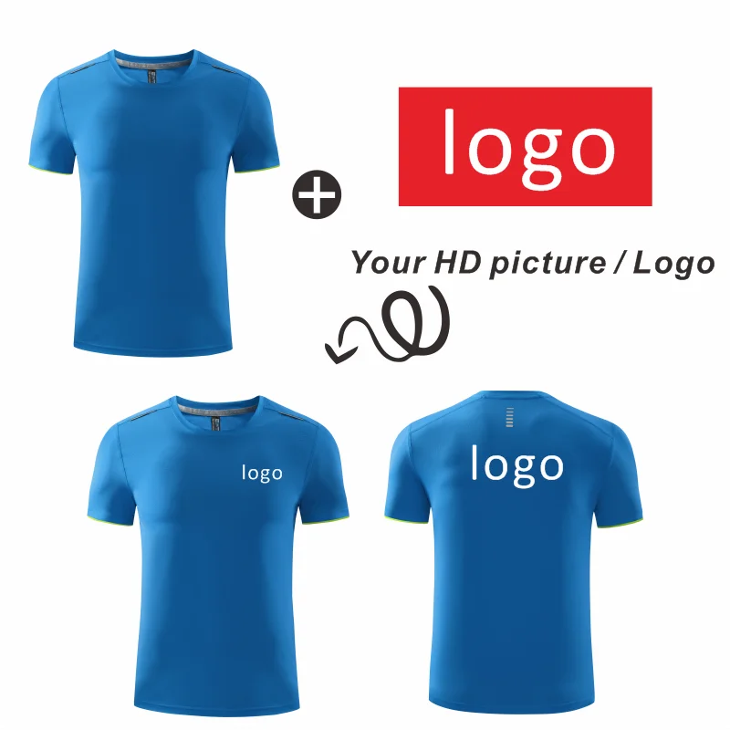 Customized logo for outdoor sports T-shirts Embroidered logo for casual breathable clothing Men\'s summer quick drying short DIY