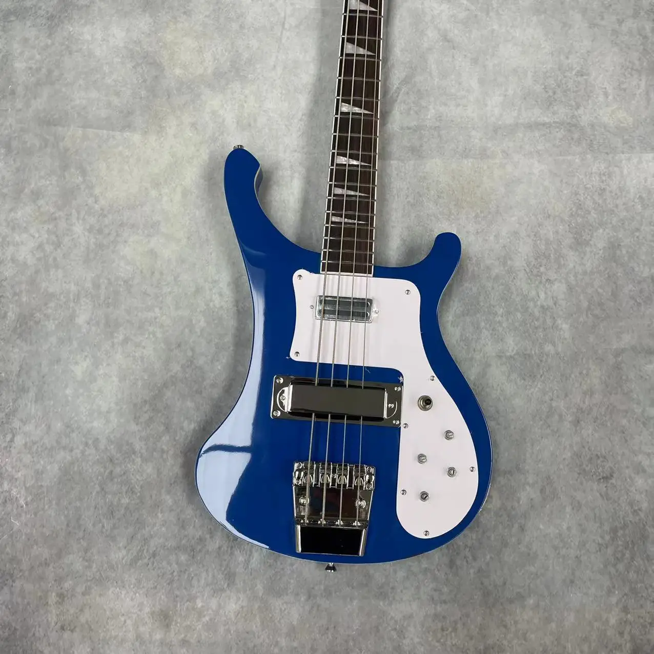 Four string Rickenbach electric bass with blue body and factory real pictures. Orders can be shipped with free home delivery