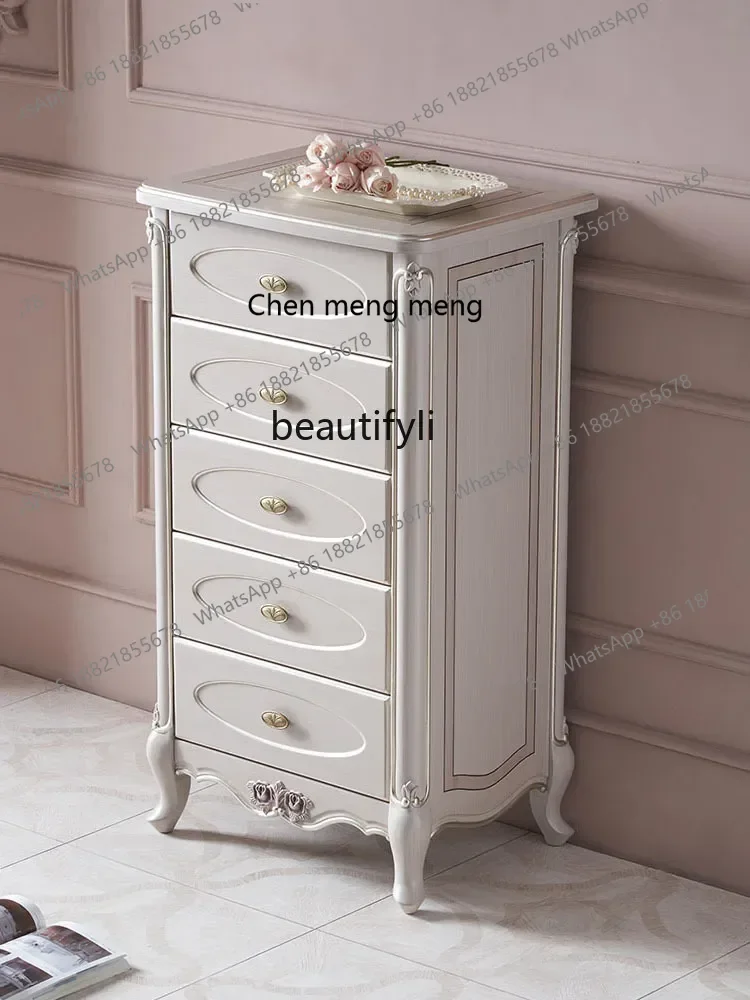 

cn8350 LHY zq American Light Luxury Solid Wood Chest of Drawers Modern Simple Home Locker French Vintage Engraving Bedroom Stora