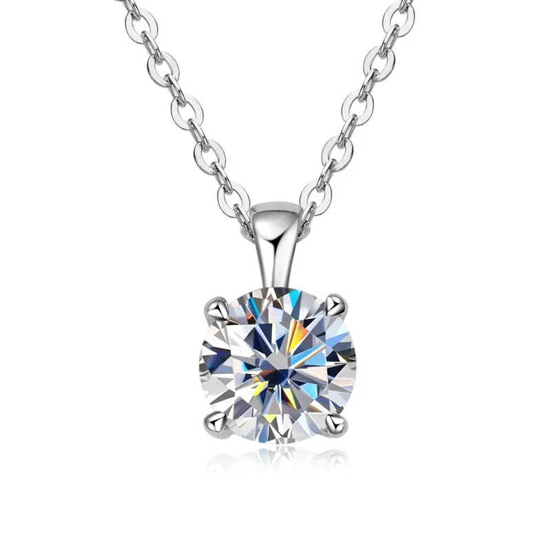 Sparkling Real 1 Carat D Color Moissanite Pendant Necklaces For Women 100% 925 Silver Wedding Fine Jewelry Accessories