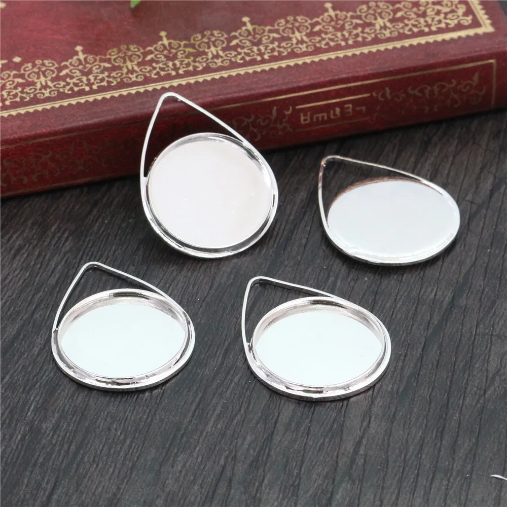 10pcs 20mm Inner Size Silver Plated Bronze Black Gold Material Drop Style Handmade Cabochon Bases Cameo Base Pendant