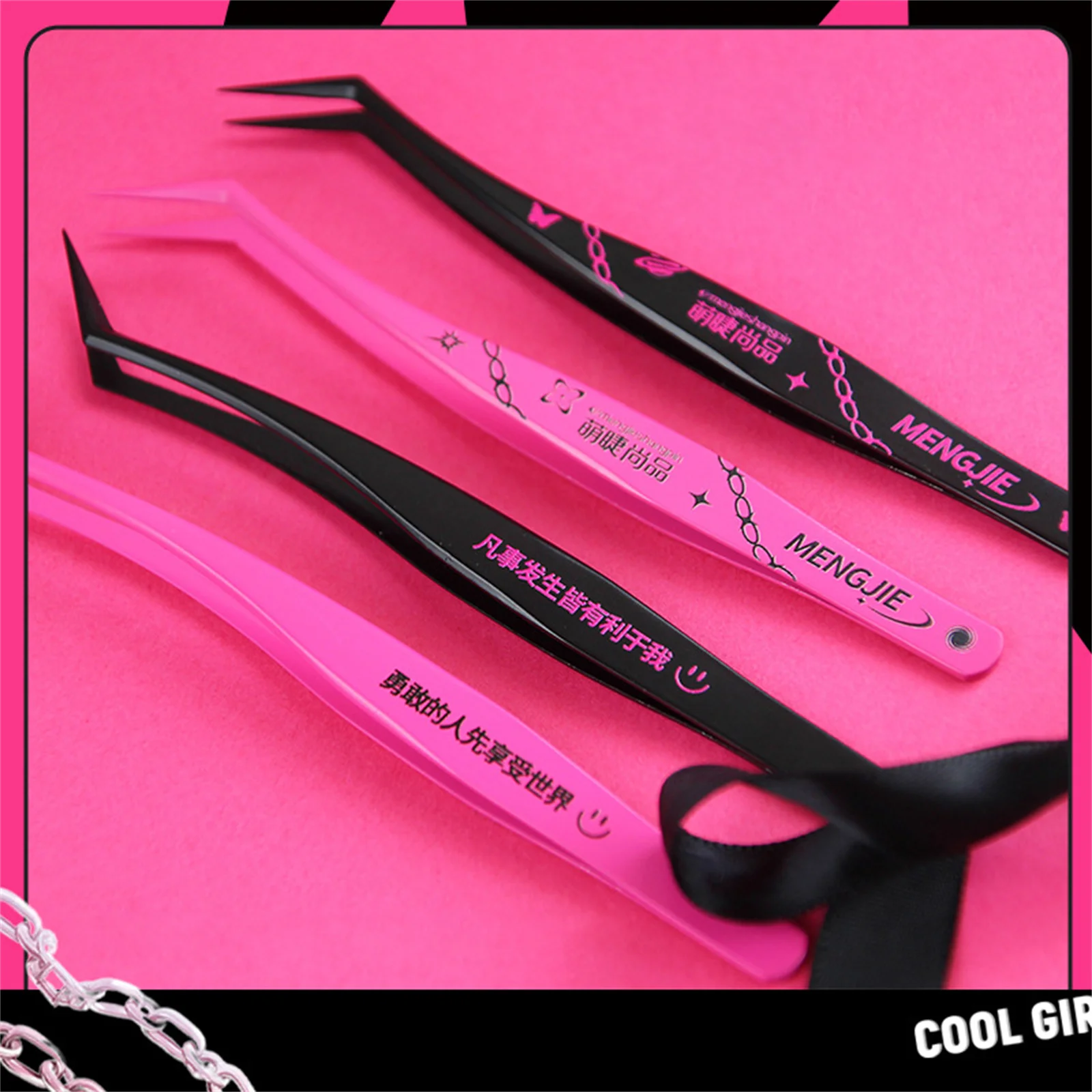 DIY Eyelash Extension Tweezers with Anti Adhesive Coating Precision Stainless Steel Lash Tools for False Lashes Application