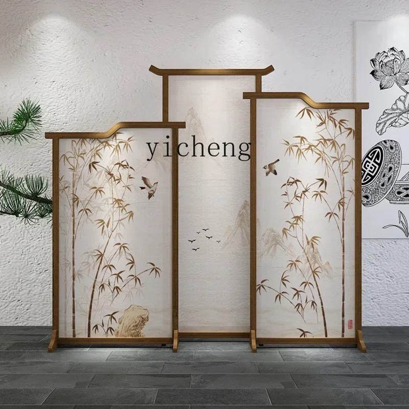b206 New Chinese Style Subareas Screens Living Room Blocking Mobile Tea Room Office Entrance Decoration Solid Wood Seat Screen