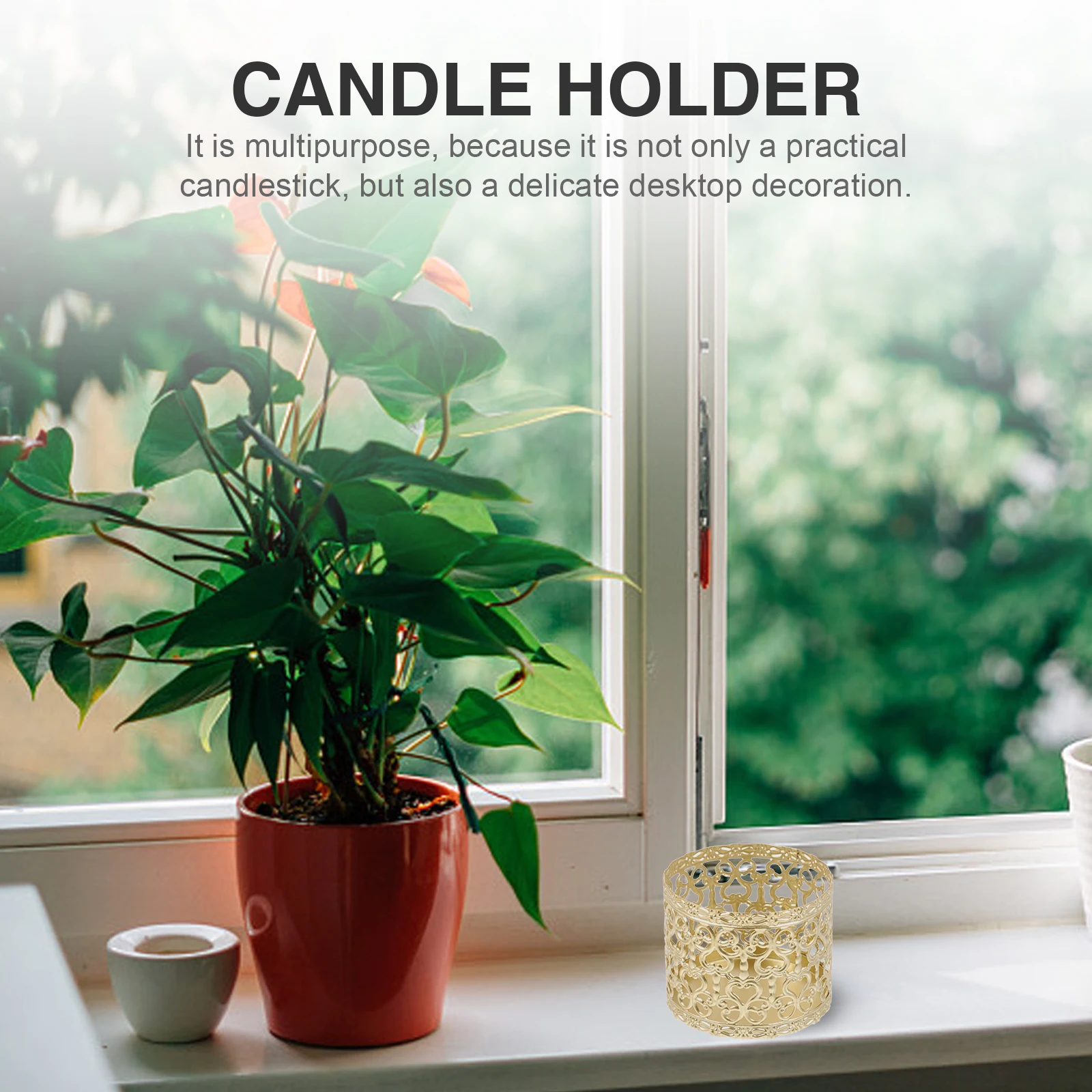 

3Pcs Iron Candlestick Hollow-Out Vintage Design Decorative Holder for Living Room Bedroom Cafe Table Ornament