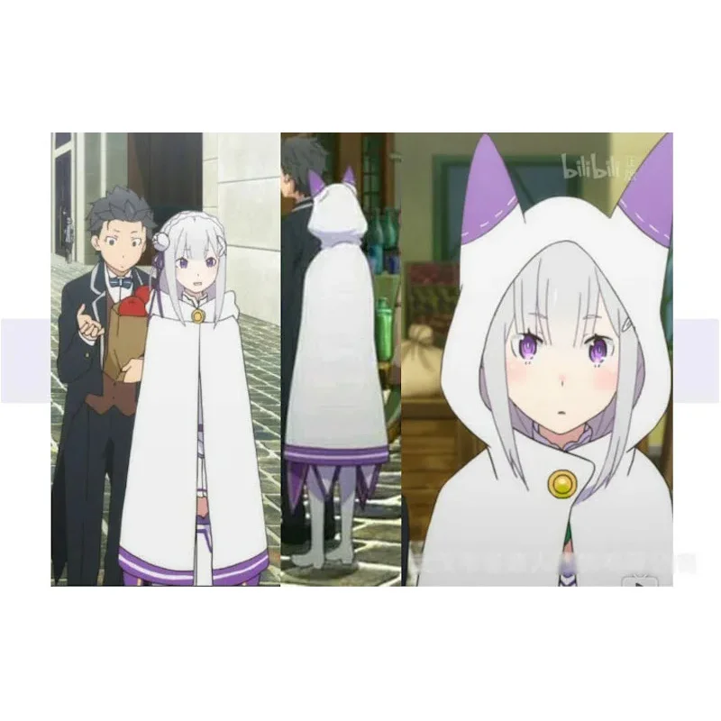 Re:ゼロから始める異世界生活 エミリア 猫耳マント カジュアルケープ Re:ゼロから始める異世界生活 コスプレ衣装