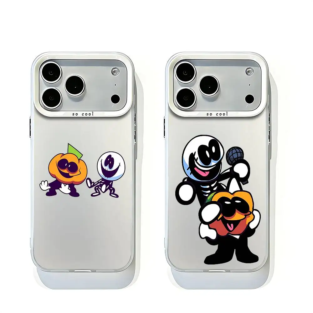 

S-Spooky M-Month Skid Pump White Matte Large Lens Frame Cover For iPhone 12 11 14 13 17 16 15 Pro Max Mini Plus E