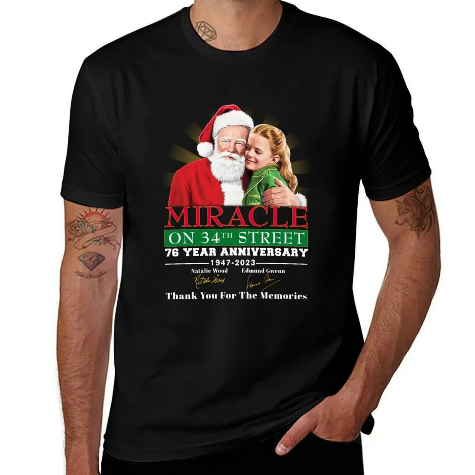 T-shirt officiel « Miracle sur 34th Street » pour le 76e anniversaire de 1947-2023, merci pour les souvenirs, signature