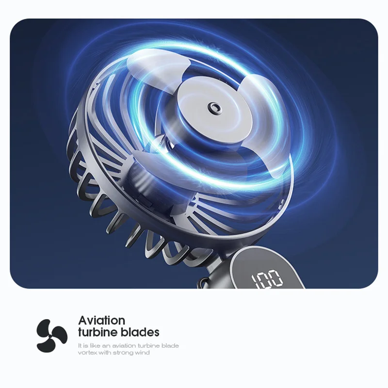 مروحة كهربائية محمولة مع 6 مستويات من طاقة الرياح شاشة ديجيتال قابلة للطي قوة الرياح القوية USB قابلة للشحن مروحة صغيرة للمكتب