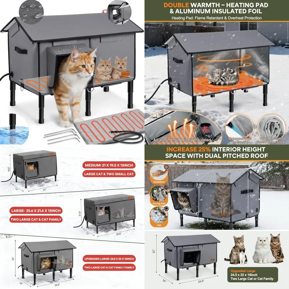 

Durable Heated Outdoor Cat Shelter with Insulated Roof and Safe Exit for Stray Cats