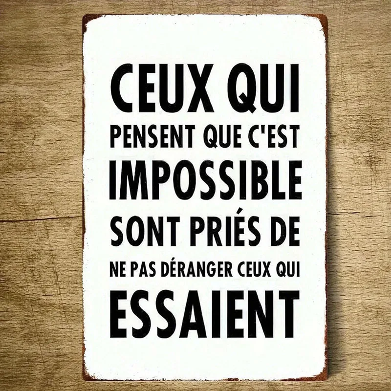 Those Who Think It Is Impossible Tin Sign Vintage French Style Inspirational Metal Wall Art Motivational Quote Plaque 8x12 In