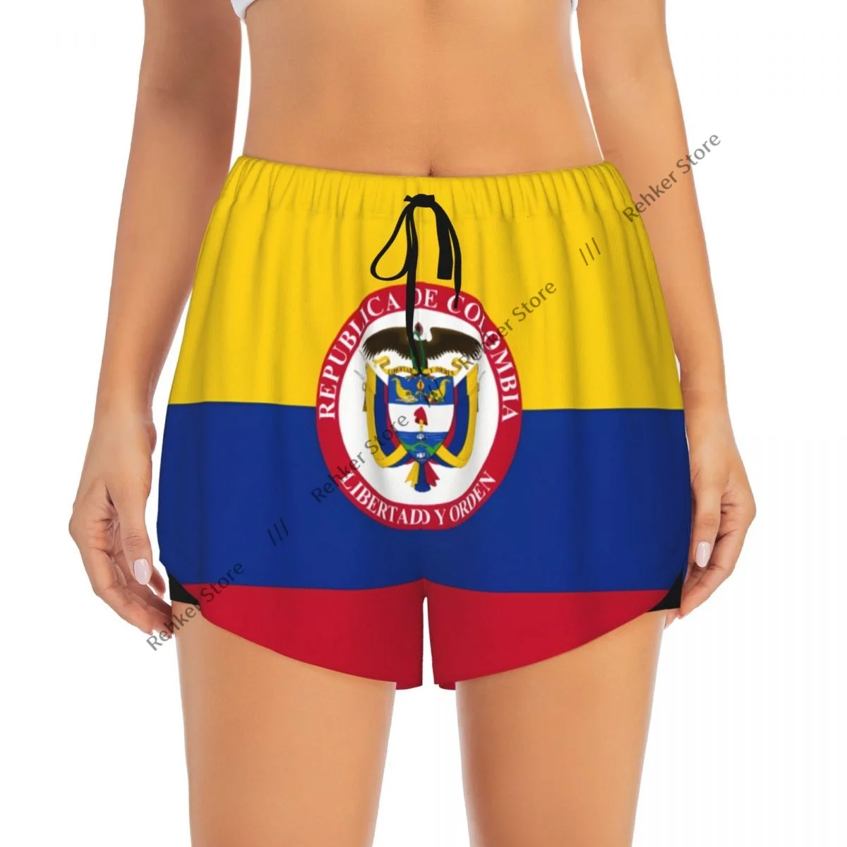 Women's Athletic Shorts Flag Of The President Of Colombia Running Yoga Fitness Quick-Dry Badminton Training With Pocket