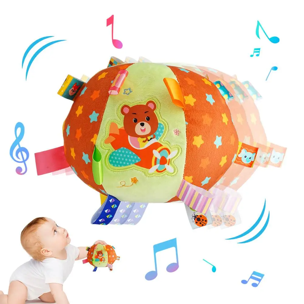 Rattle Ball Exercise Baby Grip Rattles Plush Soothing Hand Ball Puzzle Baby Grasping Category Toys K5j5