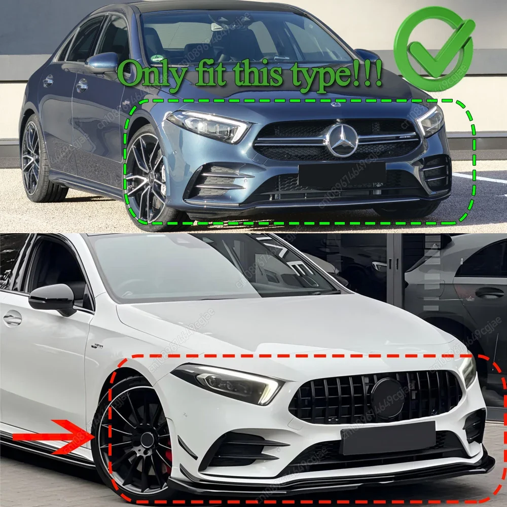 For Mercedes Benz W177 A180 A200 A220 A250 A260 AMG A35 2018-2022 Car Front Bumper Lip Spoiler Canard Covers Body Kits Tuning