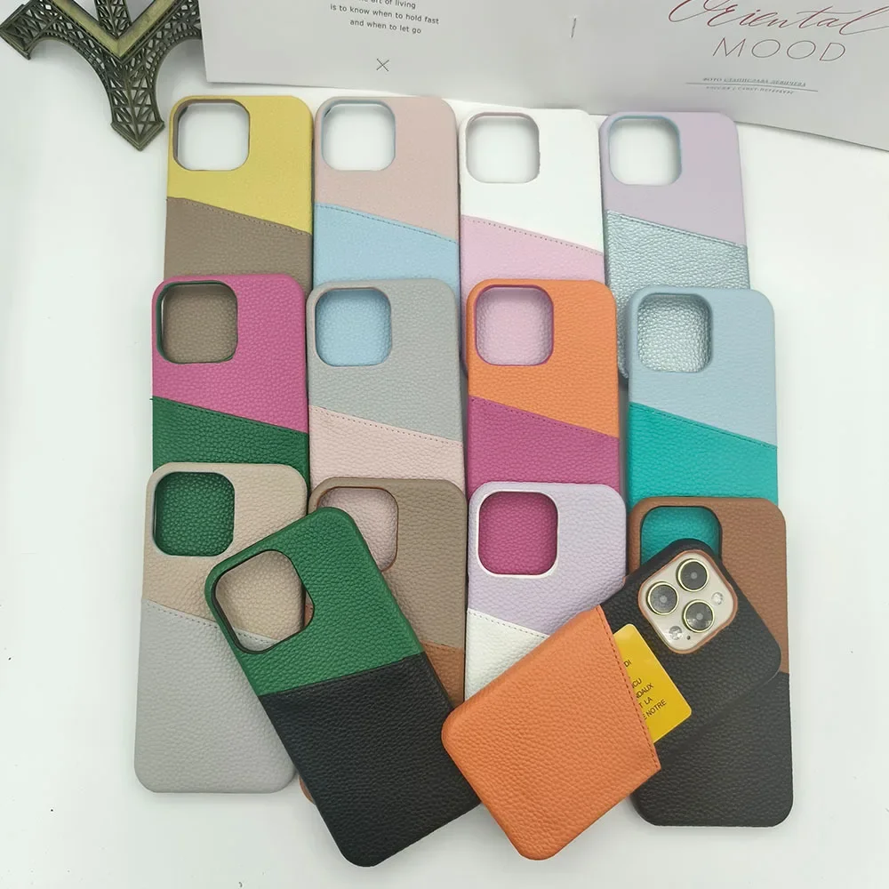 Suitable for iPhone 15 Lychee Pattern Splicing Card Case 14promax 12 12pro Zero Wallet Xs Xsmax Xr 7 8plus11 Protection Cover image 6
