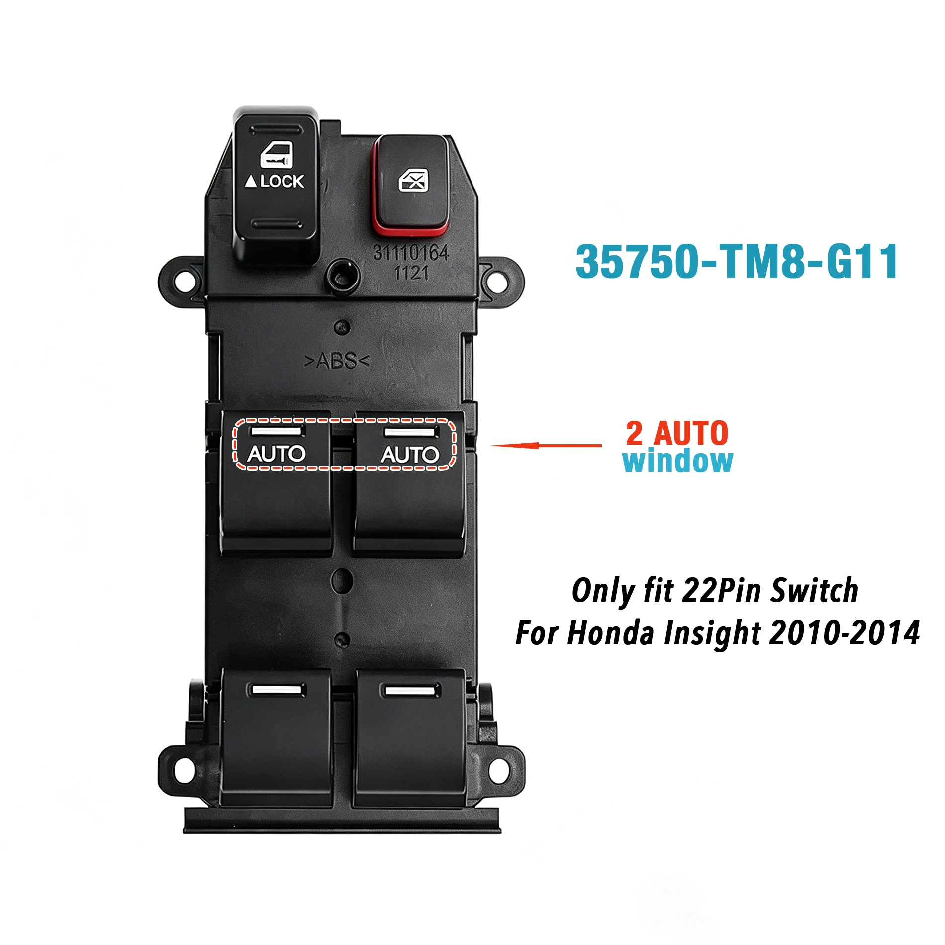 35750-TM8-G11 For Honda Insight 2010-2014,Front Left Driver Side Electric Power Master Window Switch Lifter Control Button