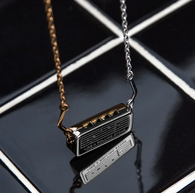 New stainless steel harmonica necklaces for 2022 Fashion trend can play musical harmonica