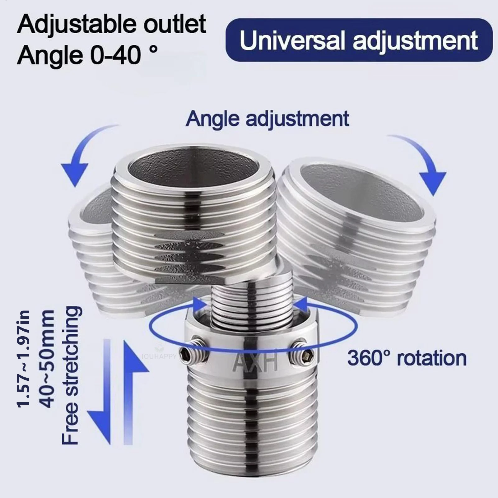 304 الفولاذ المقاوم للصدأ بزاوية منحني تعديل القدم الحائط سميكة غريب الأطوار المسمار الزاوية دش لمحول الصنبور