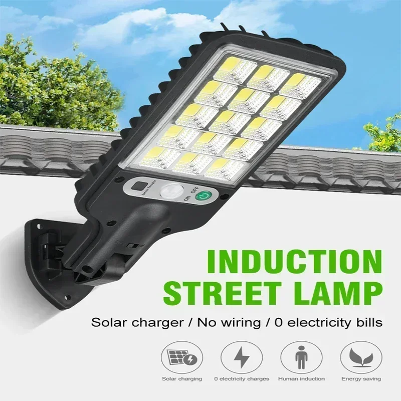 Solar Street Lights Outdoor, Solar Lamp With 3 Light Modes Waterproof Motion Sensor Security Lighting for Garden Patio Path Yard
