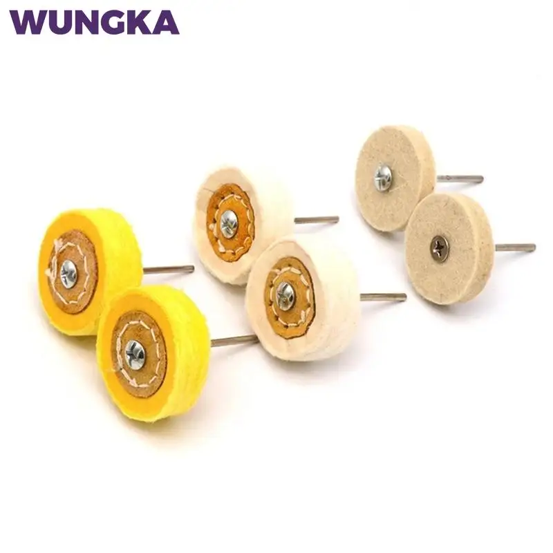 2 Pcs Polishing Bit Buffing Wheel 2inch 50mm Cloth/wool T Style For Jewelry Cleaning Electrical Grinder Polisher Rotary Tools