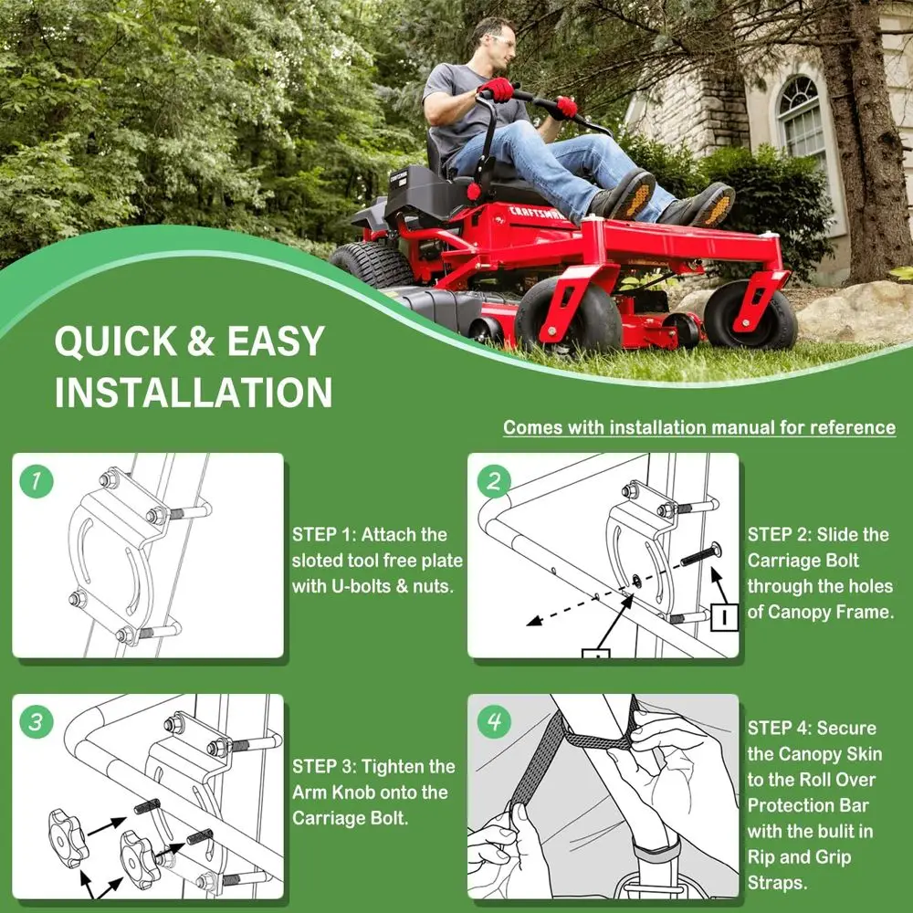 허스크바나 제로턴 모어용 유니버설 선쉐이드 캐노피 (ROPS 바 포함)