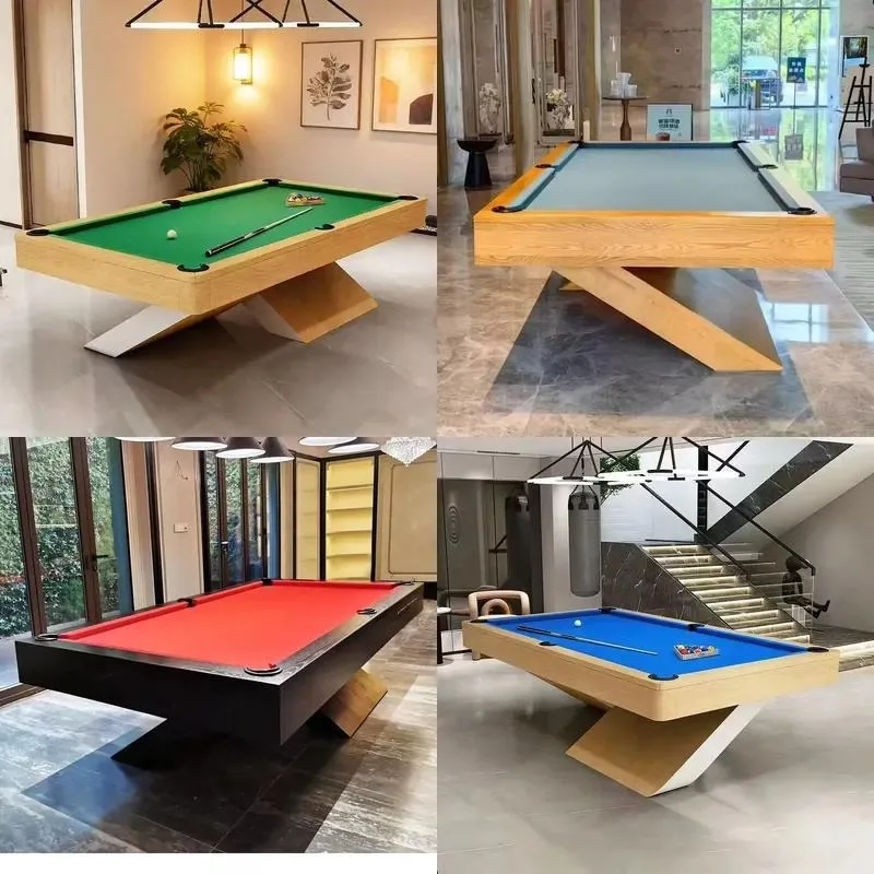 8ft Professional Slate Pool Table Solid Wood Frame High End Fashion Wooden Legs for Club Bar Home Game Room Billiard Table