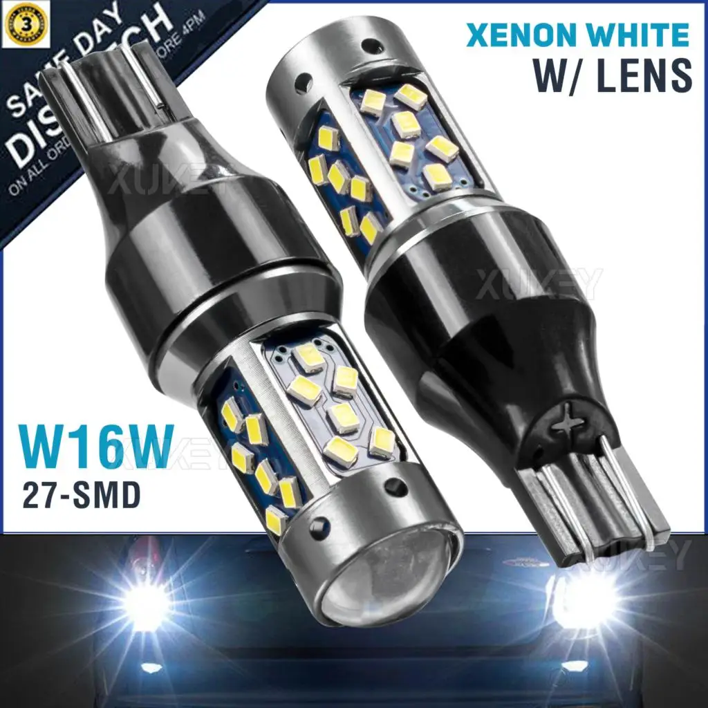 2x 912 LED Bulb Reverse Light 921 Backup Light Bulb White Extremely Bright 906 T15 W16W 579 LED Bulb Cargo Light 6000K With Lens