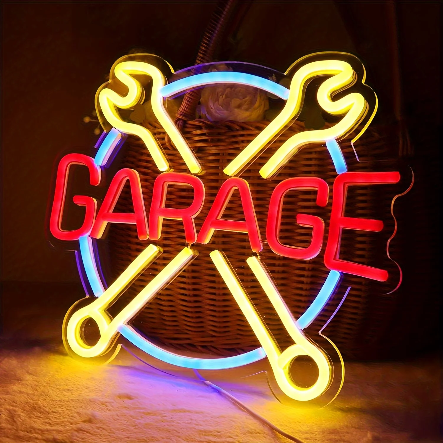 Neon Sign Garage Sign, Store Car LED Sign For Man Cave Car Repair Factory Workshop Game Room wall Decoration Party Birthday Gift