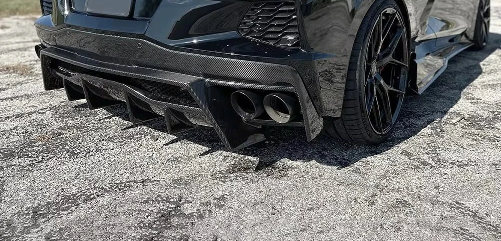 

New Arrival A Style Carbon Fiber Rear Bumper Diffuser Fit 2019+ Chevy Corvette C8 Stingray Exterior Splitter Upgrade Parts