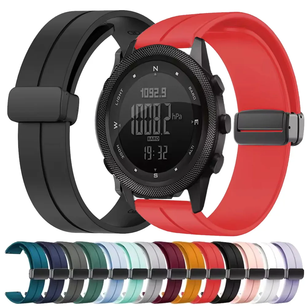 22 مللي متر المغناطيسي لينة سيليكون حزام ل NORTH EDGE APACHE-46 اكسسوارات سوار كوريا ل APACHE-46 استبدال حزام المعصم