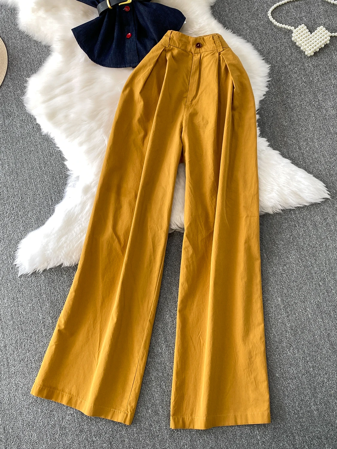 Ele Vintage Svel Jaet High Waist Wide Leg Pants Single Button Suit Two Piece Set for Young Women Summer Faion