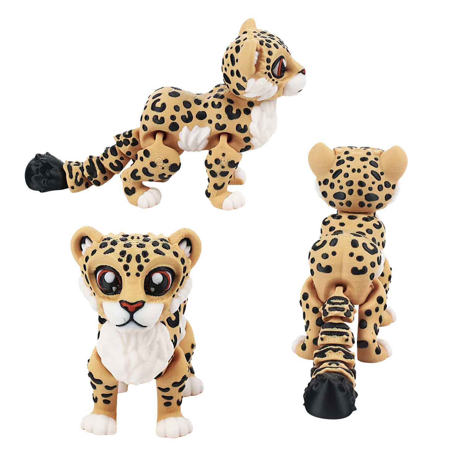 

3D printed cheetah - flexible and movable joints, collectible desktop decoration, detachable head, unique gift creativity
