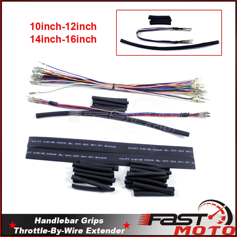 

Motorcycle Handle bar Handlebar Extender Line Wire Tail Tinned Single Wire Harness 12" 14" For Harley Touring Road King 2007-13
