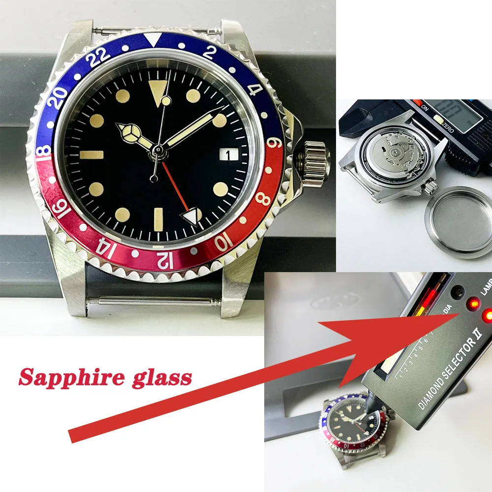 Multicolor bezel GMT Multicolor Needle waterproof Men's watch Automatic Self-winding flat sapphire glass 39mm chainless N34