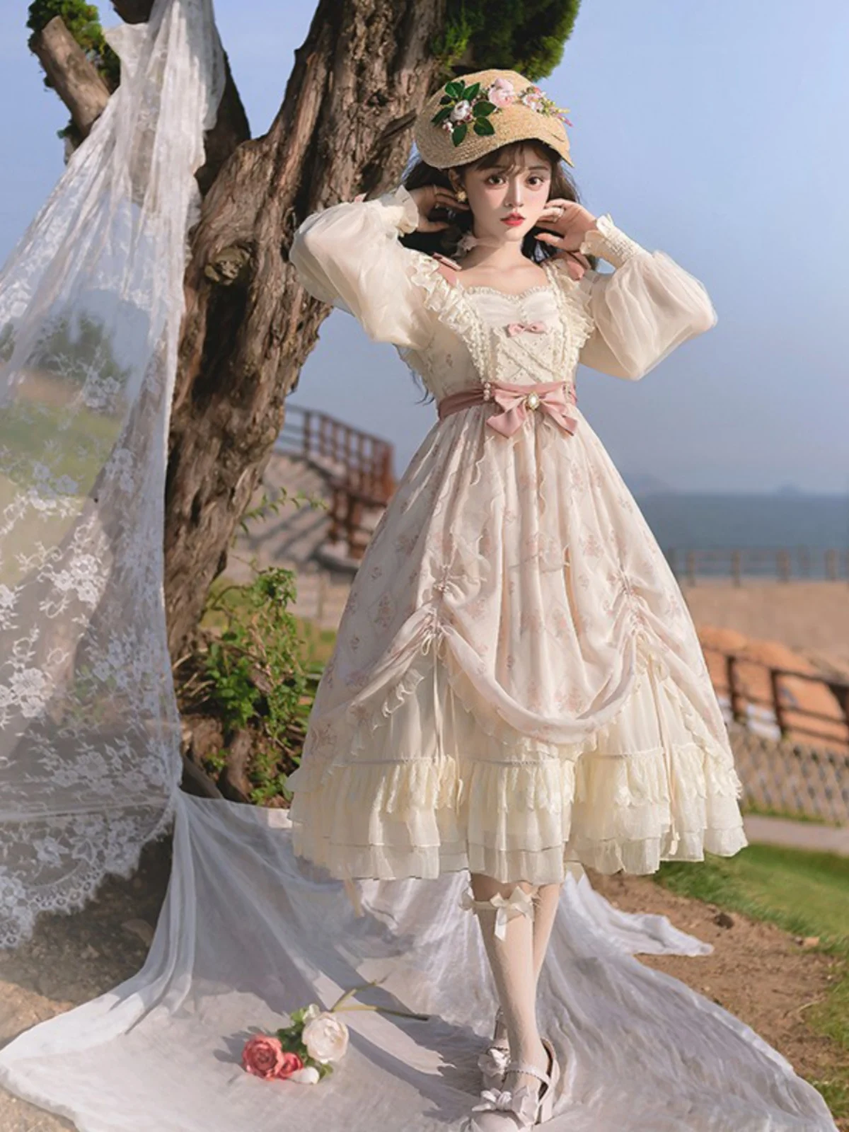 Time Letter Op Elegant Lolita Dress Daily Long Sleeved Lolita Sweet Princess Dress Spring/autumn